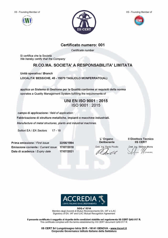 Certificato ISO 9001